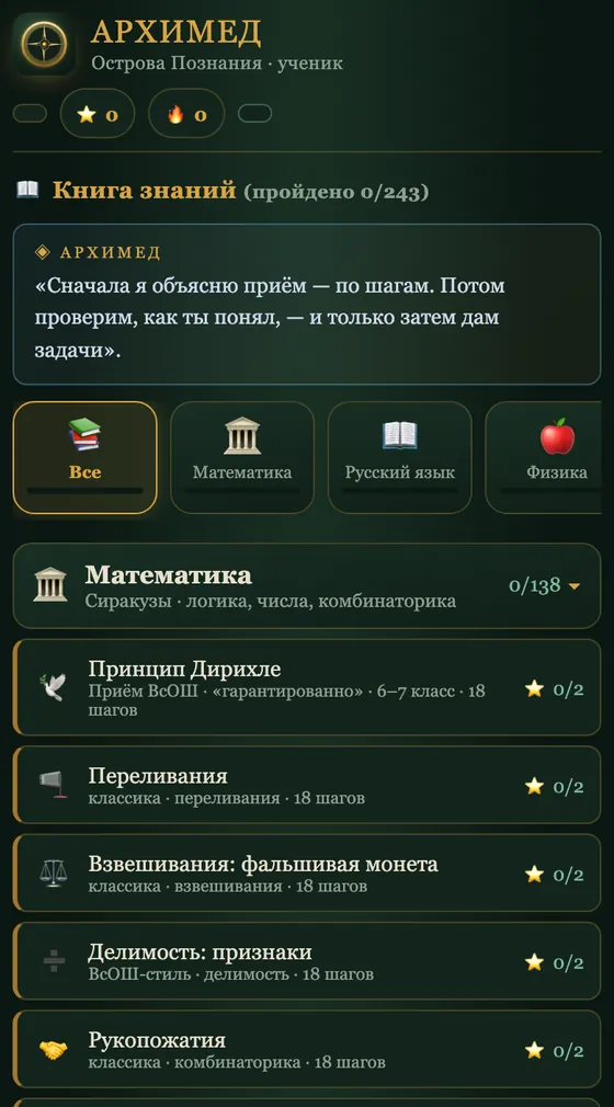 Книга знаний: каталог уроков по предметам